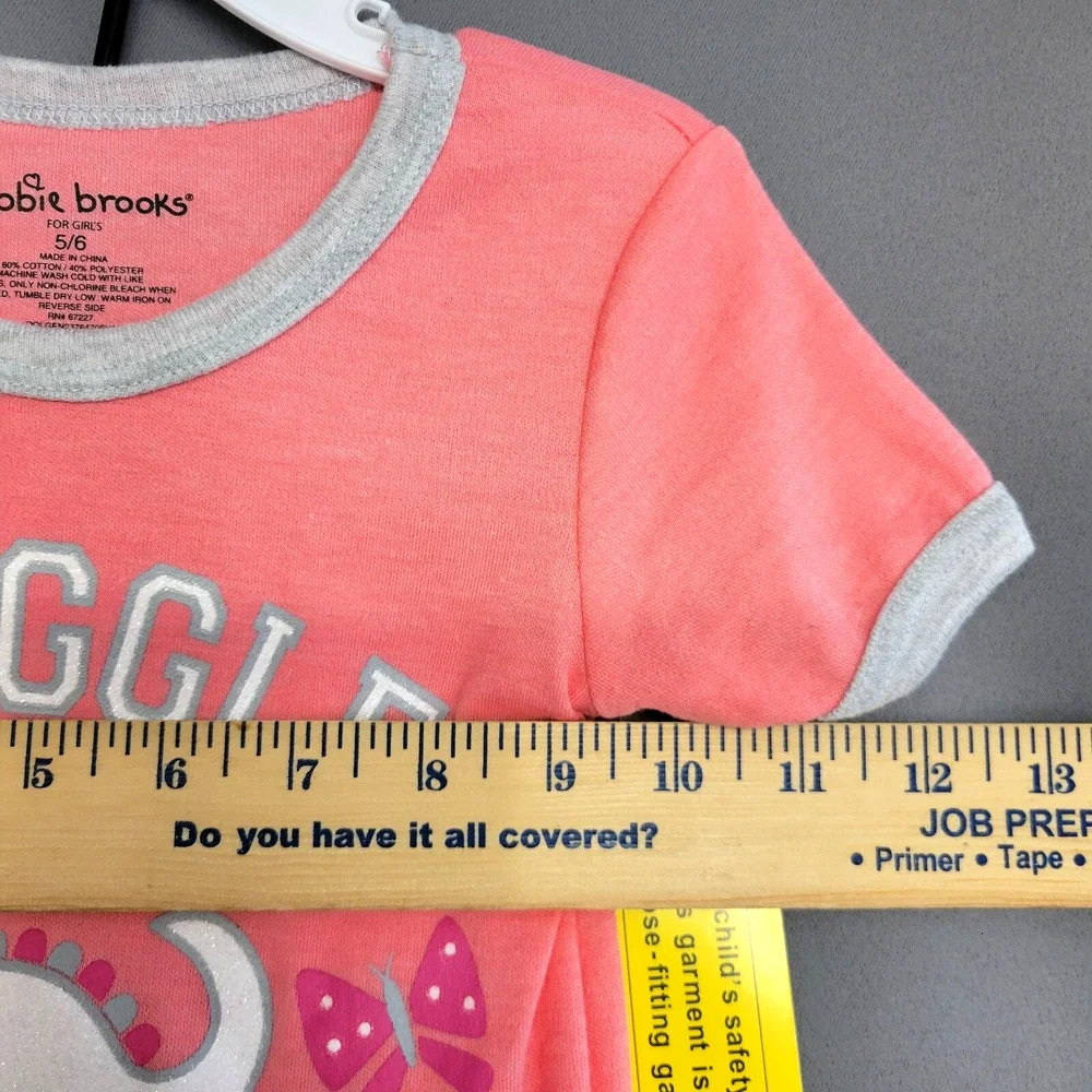 Bobbie‎ Brooks Sleepwear Pj Set Girls Youth 5/6 Pink Graphic Dino Pants Tee New